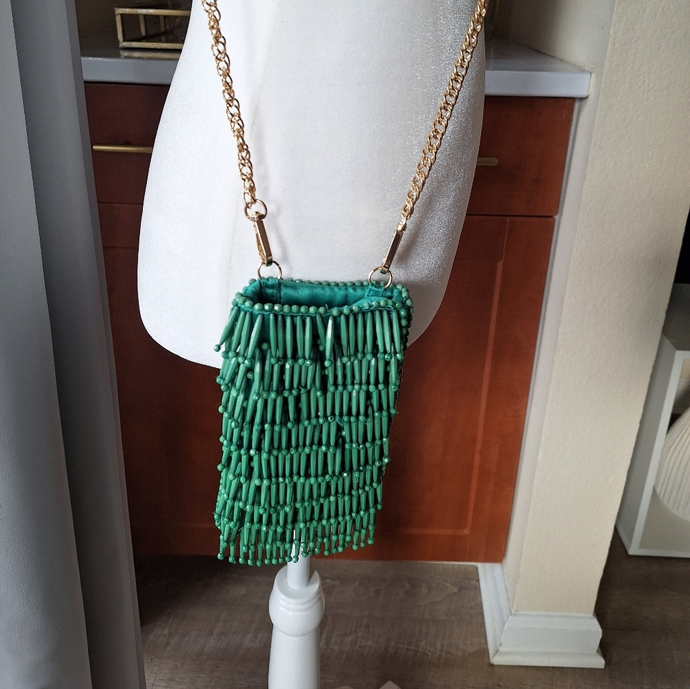 Zara Green Beaded Women's Small Bag